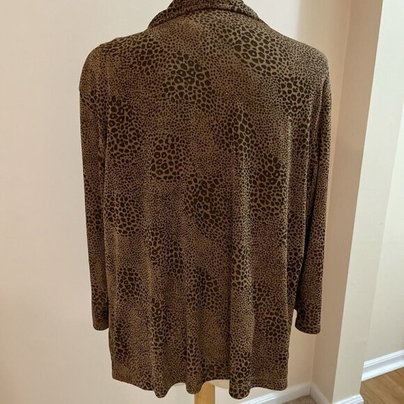 JM Collection Ladies 2 Piece Tank & Shirt Set Size Large Leopard Stretch Sparkle - Picture 5 of 12